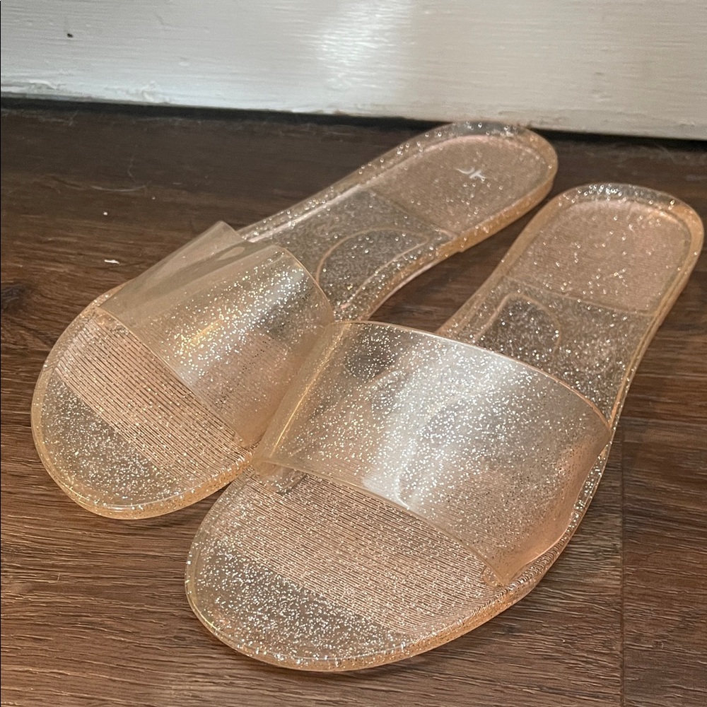 Pink Jelly Glitter Slide Sandals